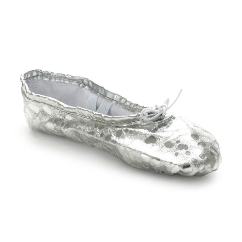 Ezüst színű pöttyös balettcipő